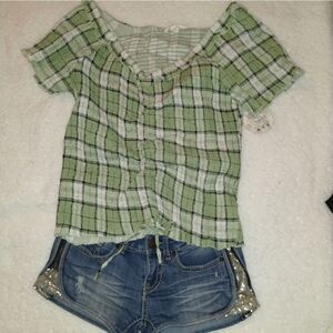 🎉🆕Jolie and Joy Ruched Plaid Top